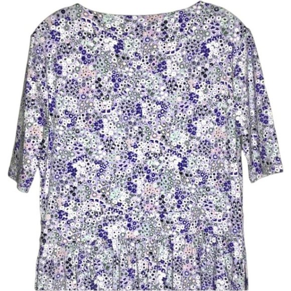 Lands' End Short Sleeve “Fit and Flatter” Floral Dress - Lavender/Purple - M - Picture 5 of 9